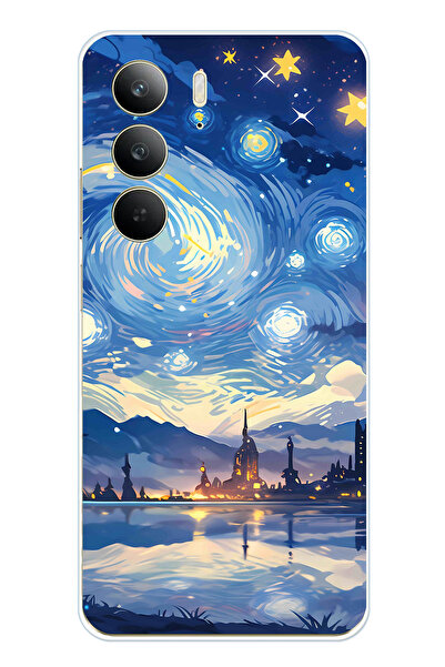 TechTree حافظة سيليكون متوافقة مع هاتف Realme C75 بتصميم السماء المرصعة بالنج...