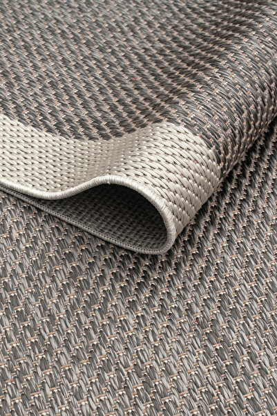 Santa Clara Gri Krem Sisal Makinede Yıkanabilir Çerçeveli Desenli Halı Modern...