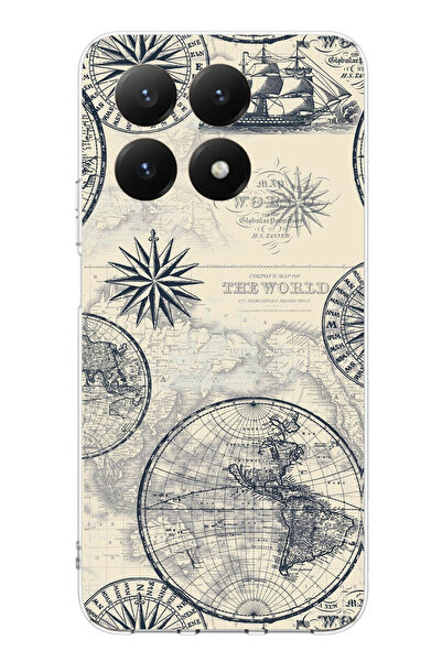 TechTree حافظة سيليكون متوافقة مع هاتف Xiaomi Mi 15T وخرائط العالم القديمة وا...