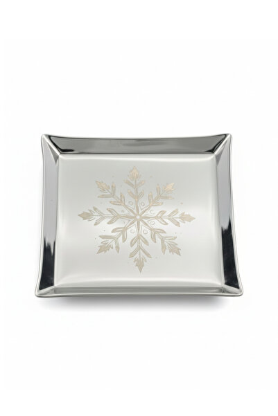 Arsel Teos Desenli Mini Sunum Tepsi Bardak & Kupa Altı Kahve Sunum Tabağı Kare 304 Kalite Yılbaşı Hediye