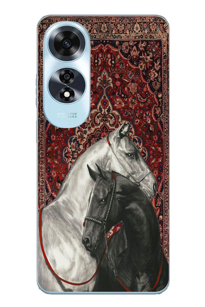 TechTree حافظة سيليكون متوافقة مع هاتف اوبو A60 ذات تصميم تقليدي باللونين الأ...