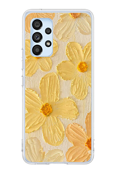 TechTree حافظة سيليكون متوافقة مع هاتف سامسونج جالاكسي A53 بلون أصفر ديزي مطبوع