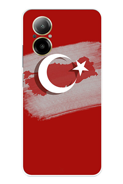 TechTree حافظة سيليكون متوافقة مع هاتف Realme 12 Lite مع خريطة تركيا وعلم ترك...