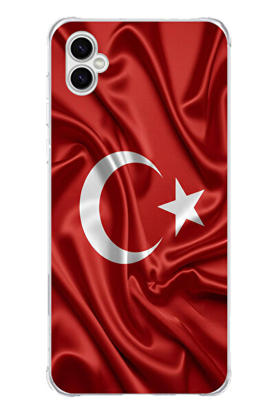 TechTree حافظة سيليكون متوافقة مع هاتف سامسونج جالاكسي A04 بعلم تركيا مطبوع