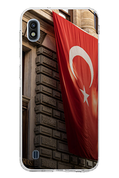 TechTree حافظة سيليكون متوافقة مع هاتف سامسونج جالاكسي A10 بتصميم العلم الترك...