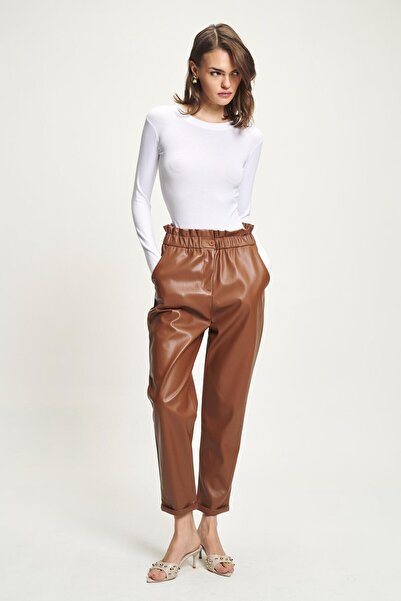 Lijuri Waist gathered leather carrot pants 0098 r5-f-k2