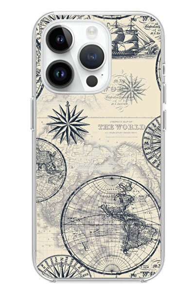 TechTree حافظة سيليكون متوافقة مع هاتف iPhone 14 PRO وخرائط العالم القديمة وا...