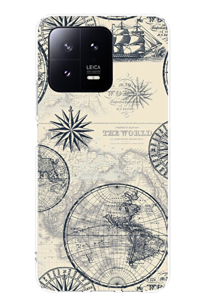 TechTree حافظة سيليكون متوافقة مع Xiaomi Mi 13 وخرائط العالم القديمة والبوصلة...