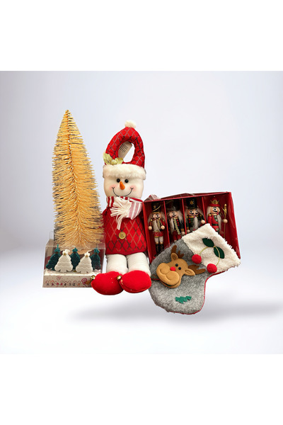Universul Jucăriilor Set Decorațiuni Crăciun Premium – Om de Zăpadă, Brad Auriu, Cizmă cu Ren, Soldăței Spărgător de Nuci