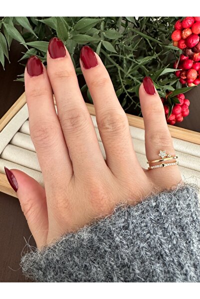 ringbox Gold Sallantılı Yıldızlı Serçe Parmak Yüzüğü