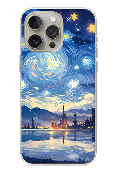 TechTree حافظة سيليكون متوافقة مع هاتف iPhone 15 PRO بتصميم السماء المرصعة با...