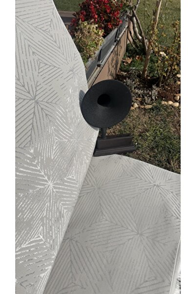 denf home Krem Açık Gri Saten Bambu İnce Sık Dokuma Parlak Yüzey Kaymaz Özel Kesme Salon Koridor Halı Yolluk