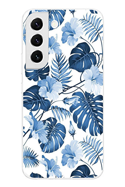 TechTree حافظة سيليكون مطبوع متوافقة مع هاتف سامسونج جالاكسي S22 بنمط أوراق ا...