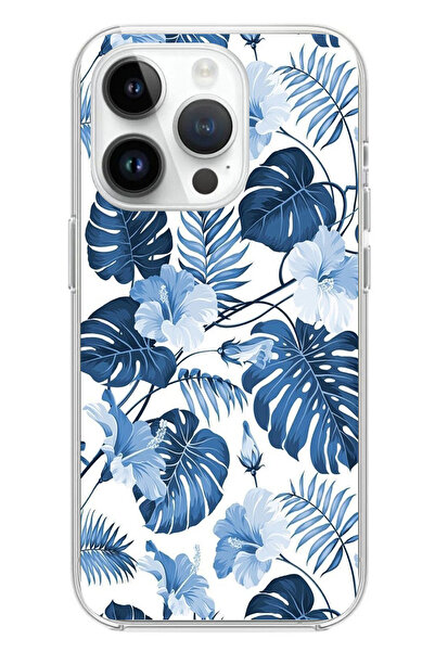 TechTree حافظة سيليكون مطبوع متوافقة مع هاتف iPhone 14 PRO بنمط أوراق الشجر ا...