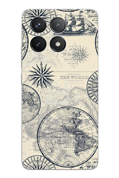 TechTree حافظة سيليكون متوافقة مع خريطة العالم القديمة والبوصلة مطبوع من POCO...