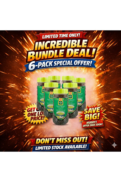 vital tea (Pack of 6) Green Tea 220g Jar – Premium Green Tea, Aromatic Flavor, Fresh & Authentic Taste