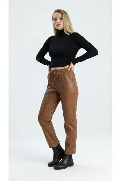 Yare İnce Şardonlu Deri Pantolon