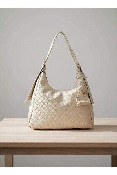 ELİTE NOVA SHOPPİNG Charmli Bag Knitted Patterned-Beige