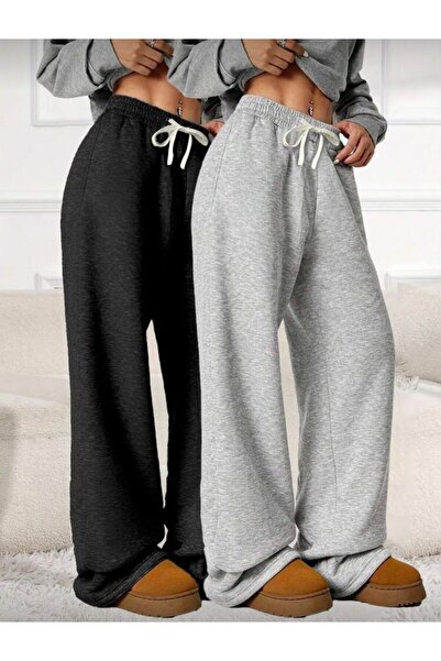 Le Vion Women's 2-Piece A-Quality Wide-Leg Sports Sweatpants Set - Side Pocke...