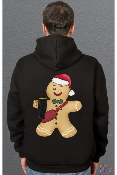 Bumeta Джинджифилова коледна и новогодишна суитшърт с качулка, унисекс