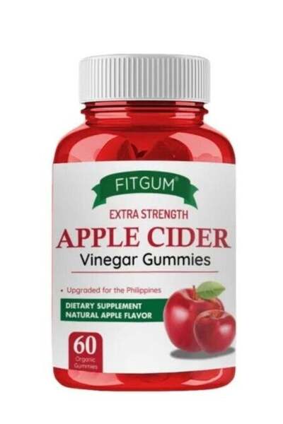 Fitgum حلوى جيلاتينية بخل التفاح فائق القوة - 60 حلوى جيلاتينية عضوية لإزالة ...