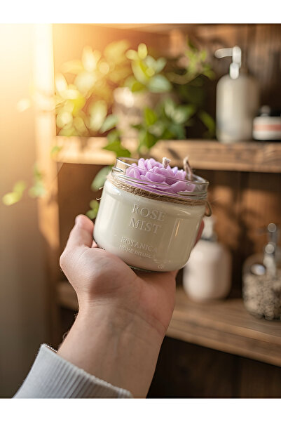 botanica Rose Mist – Şakayık (Peony) Çiçek Figürlü El Yapımı Cam Kavanoz Mum