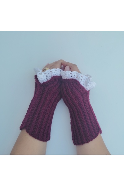 Lesy El yapımı örgülü kolluk , yarım eldiven, parmaksız eldiven