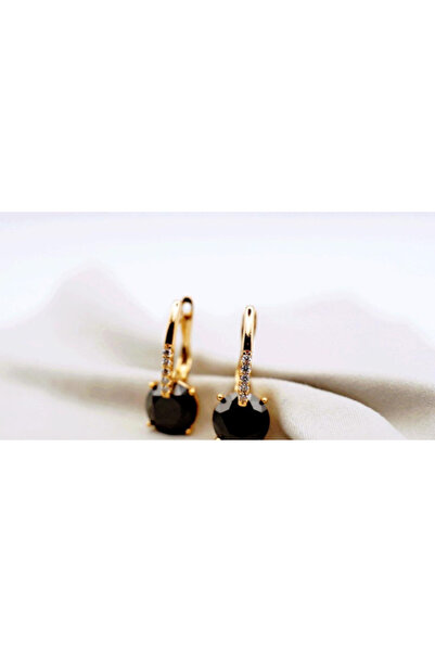XUPING JEWELRY Black Stone Zirconium Earrings Plated with 18k Gold