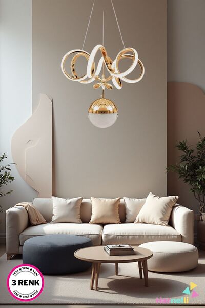 Harnelli 3 Renk Yanabilen Şeker Camlı Modern Ledli Avize