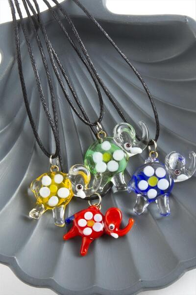 ZERO LAND 1612947749 فيل (224729) قلادة زجاجية - ملونة