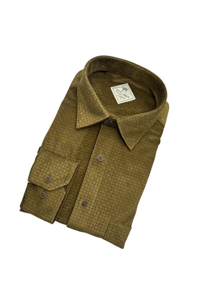 GÖMLEK GALERİSİ Classic Wide Cut Patterned Velvet Men's Shirt
