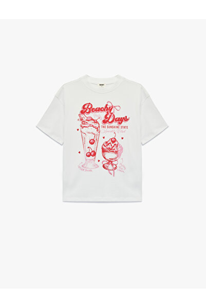 Koton Tricou din bumbac cu mânecă scurtă și decolteu