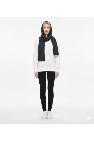 Loov Hooded Knitwear Balaclava Scarf – Soft Textured Stylish Hood Scarf - Smoked Knitwear Scarf Balaclava