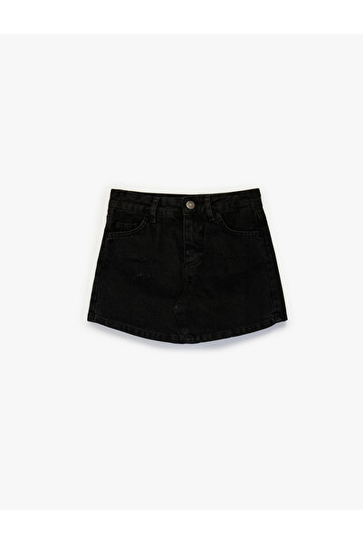 Koton Pamuklu Slim Fit Cepli Denim Şort Etek
