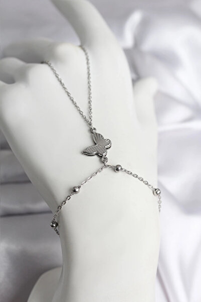 shopwave 316L Steel Silver Color Butterfly Model Women's Şahmeran