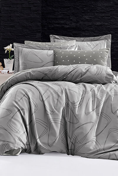 First Choice Rovena %100 Pamuk Saten 200 TC (80 Tel) Çift Kişilik Nevresim Ta...