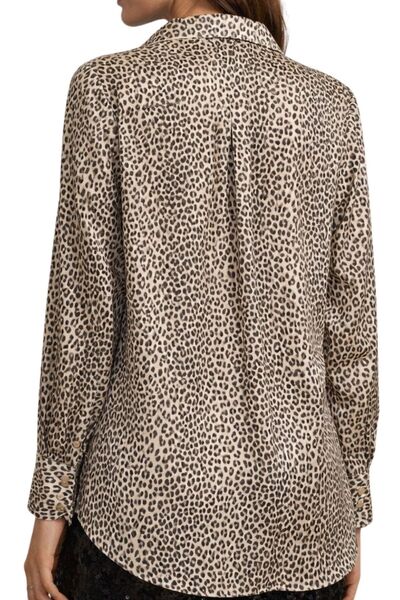 Qualia Butik قميص نسائي من الساتان مزين بأزرار