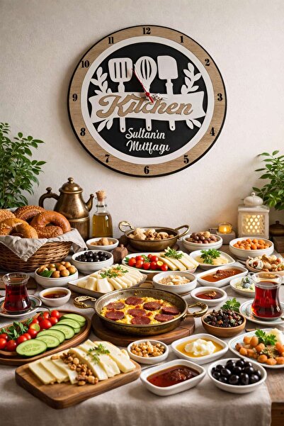 mrchediyesepeti ساعة حائط من الخشب المضغوط مقاس 40 سم، تصميم زخرفي، آلية صامتة، أنيقة للمنزل والمكتب، تضفي قيمة رقم: mrc909997