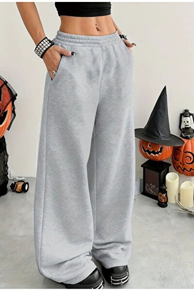 Le Vion KIŞLIK İÇİ ŞARDONLU Siyah Kadın Bol Paça Eşofman Altı Esnek Rahat Bol...