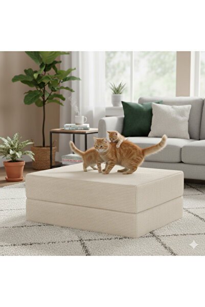 DECHOME YENY Modüler Puf 100x100 | Fitilli Kadife | 36 cm Yükseklik | Orta Se...