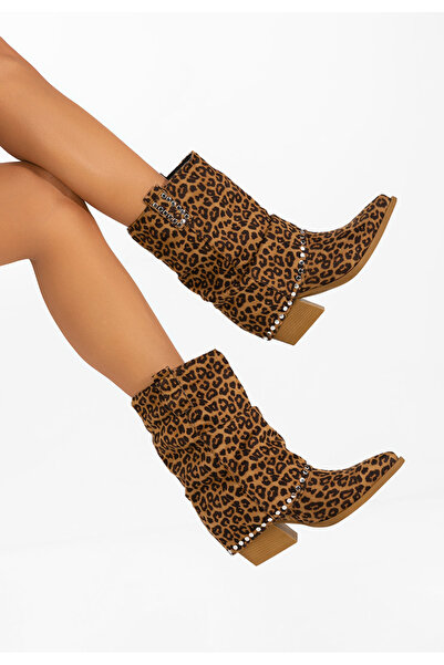 B T Shoes Γυναικείες μποτες Vedala λεοπαρ