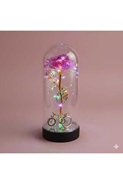 Sağlam Solmayan gül figürlü ledli dekoratif masa lambası / gece lambası