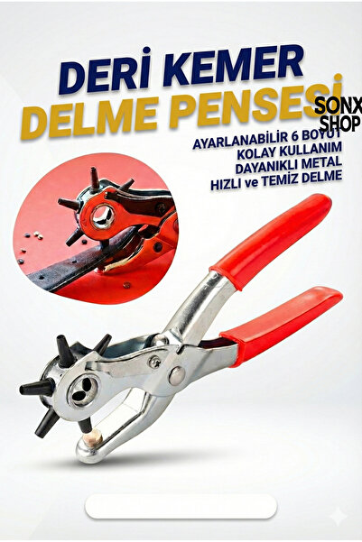 sonx Döner Başlıklı Kemer Delme Pensesi - Deri Kumaş Karton Delgeç Zımba Aleti