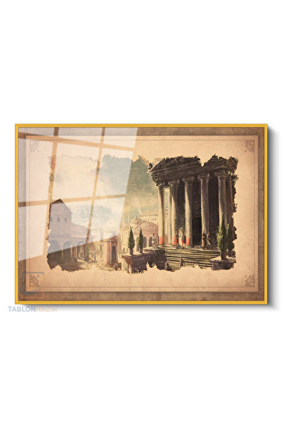 tablonhazır Çerçeveli Yatay Cam Tablo Salon Duvar Tablosu Yatay Cam Eskiroma ...