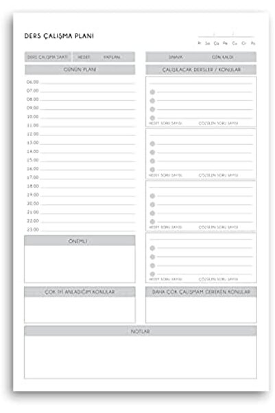 BRF bfsx Masaüstü Ders Çalışma Planlayıcı | 60 Yaprak | 17x24 cm | Günlük & Haftalık Program Defteri | Ö