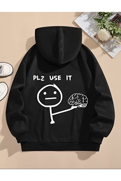 LELVANİ PLZ USE IT Hanorac cu glugă cu imprimeu grafic tricou