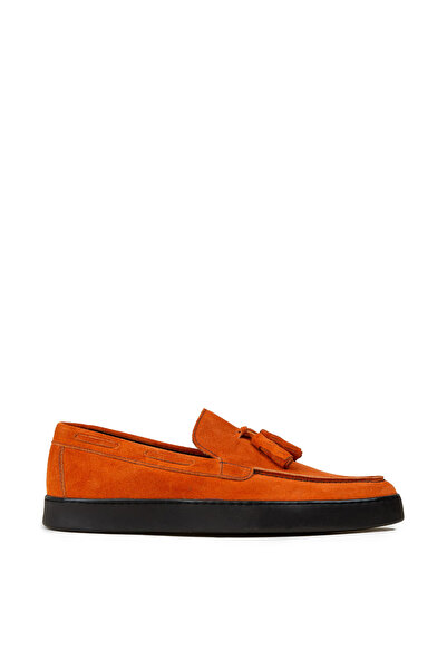 Deery Men's Orange Genuine Suede Tasseled Loafer