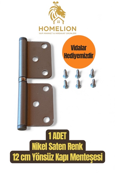 HOMELION 1 ADET 12 cm Yönsüz İç Kapı Menteşesi Nikel Saten Renk – Dayanıklı Ç...