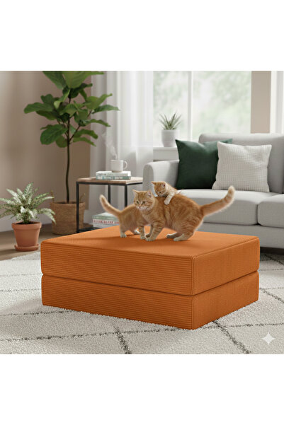 DECHOME YENY Modüler Puf 100x100 | Fitilli Kadife | 36 cm Yükseklik | Orta Se...