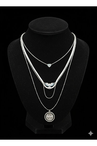 stainles steel Çoklu silver Çelik kolye